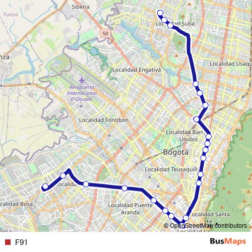 F91 bus Line Map