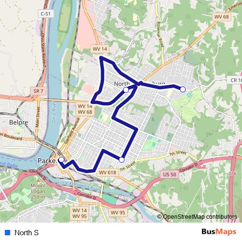 North S bus Line Map