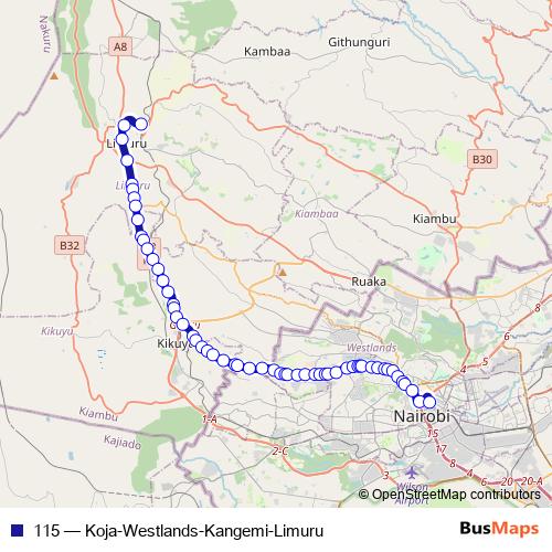 115 bus Line Map