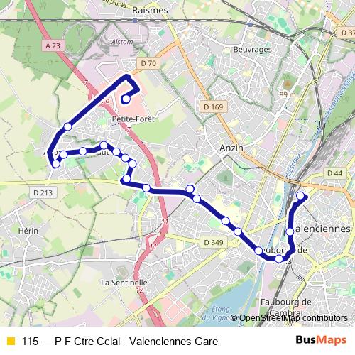 115 bus Line Map