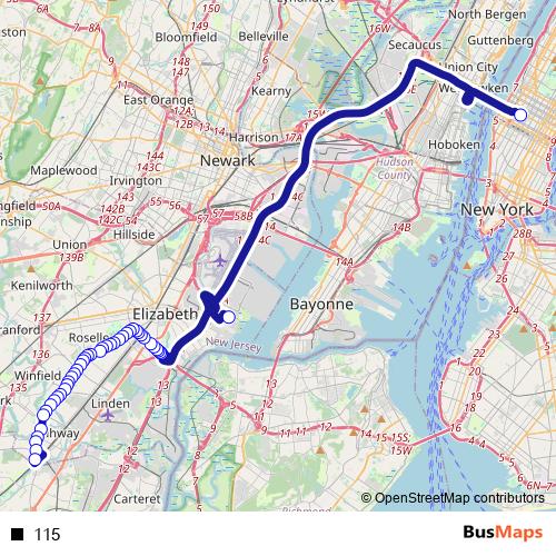 115 bus Line Map
