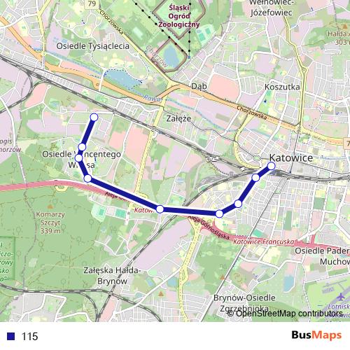 115 bus Line Map