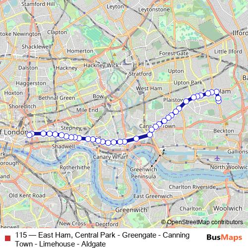 115 bus Line Map