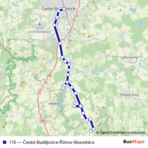 115 bus Line Map