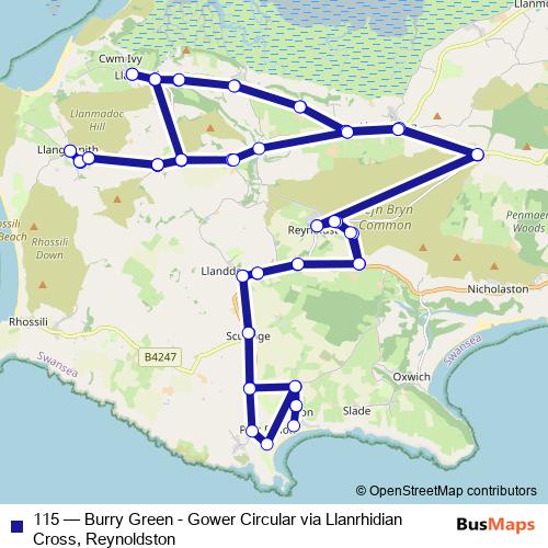 115 bus Line Map