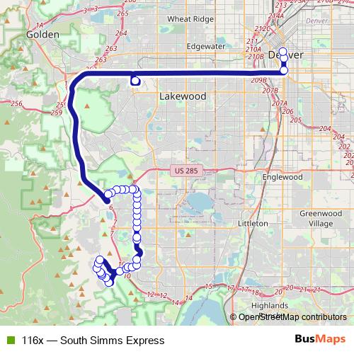116x bus Line Map