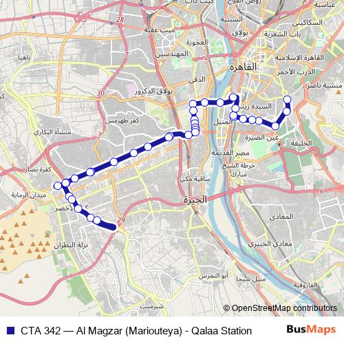 CTA 342 bus Line Map