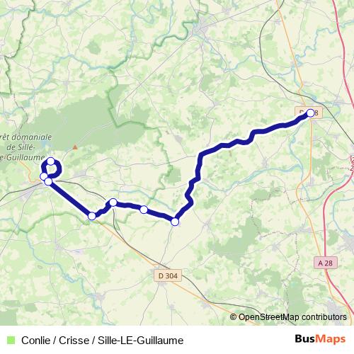 Conlie / Crisse / Sille-LE-Guillaume bus Line Map