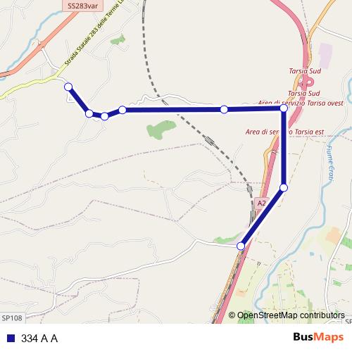 334 A A bus Line Map