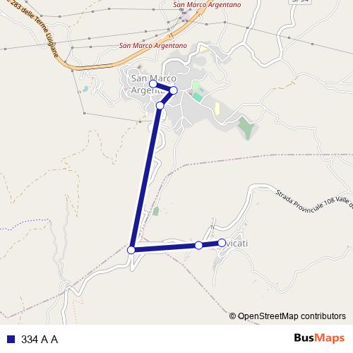 334 A A bus Line Map