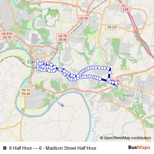 6 Half Hour bus Line Map