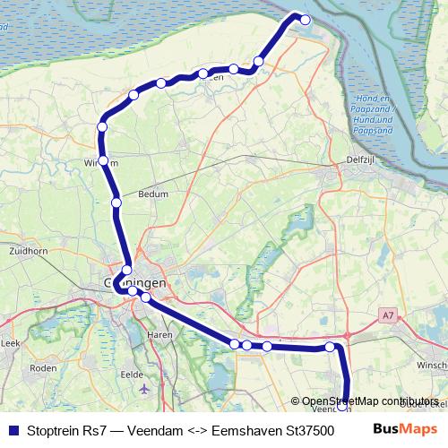 Stoptrein Rs7 rail Line Map