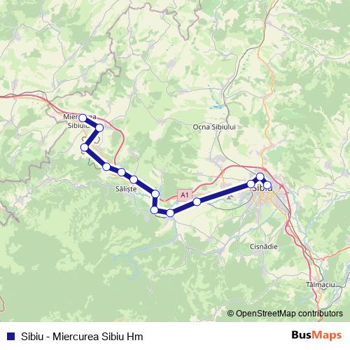 Sibiu - Miercurea Sibiu Hm rail Line Map