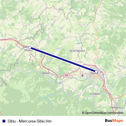 Sibiu - Miercurea Sibiu Hm rail Line Map