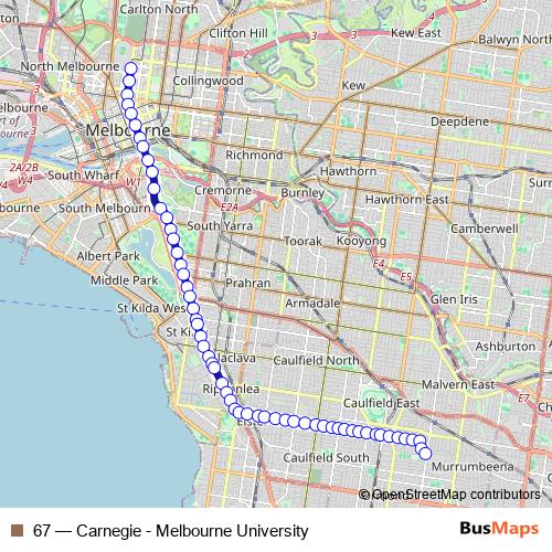 67 tram Line Map