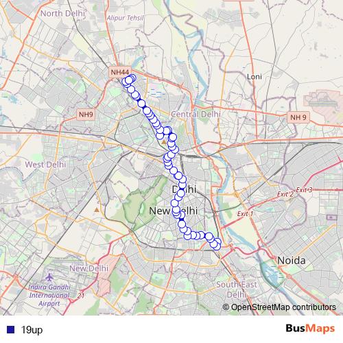 19up bus Line Map