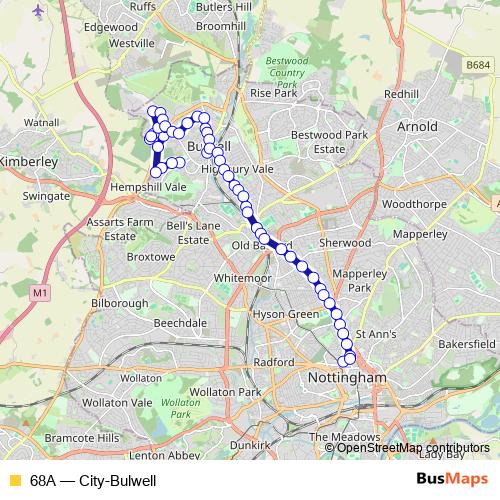 68A bus Line Map
