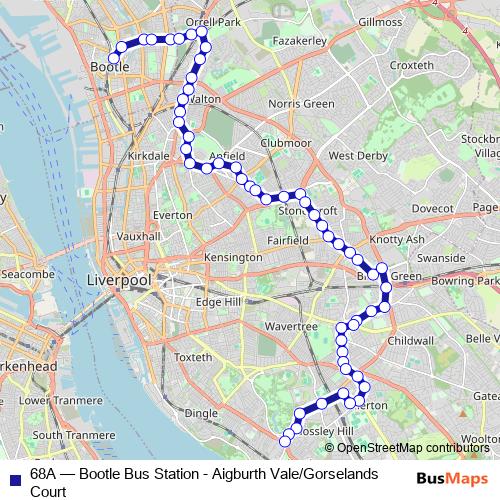 68A bus Line Map