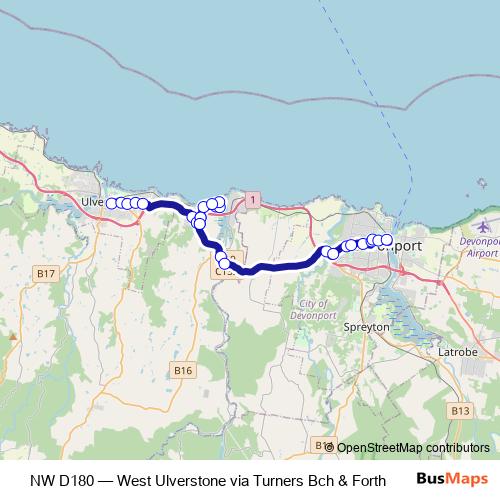 NW D180 bus Line Map