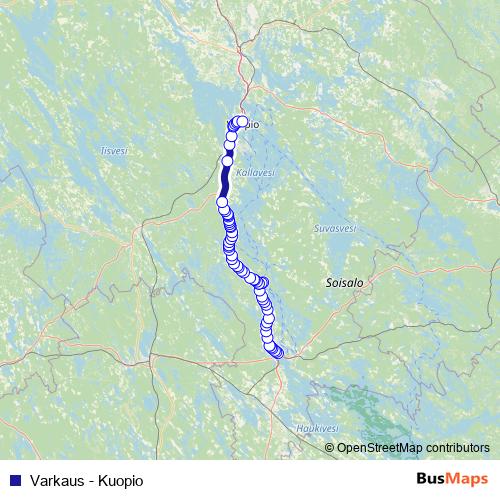 Varkaus - Kuopio bus Line Map