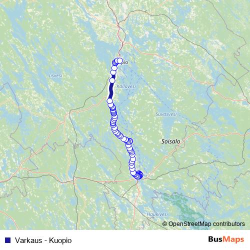 Varkaus - Kuopio bus Line Map