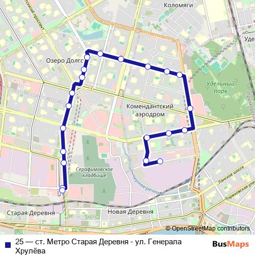 25 trolleybus Line Map
