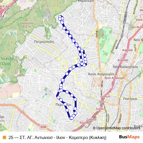 25 trolleybus Line Map