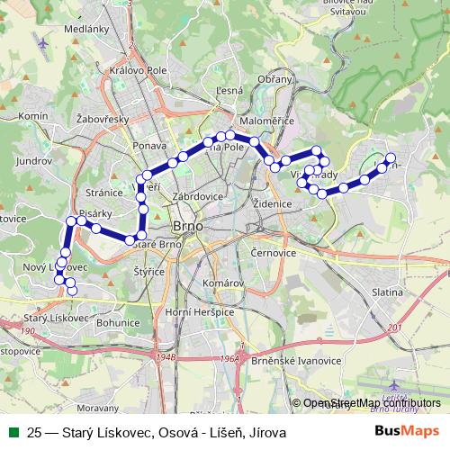 25 trolleybus Line Map