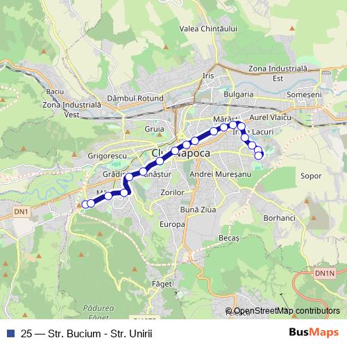 25 trolleybus Line Map