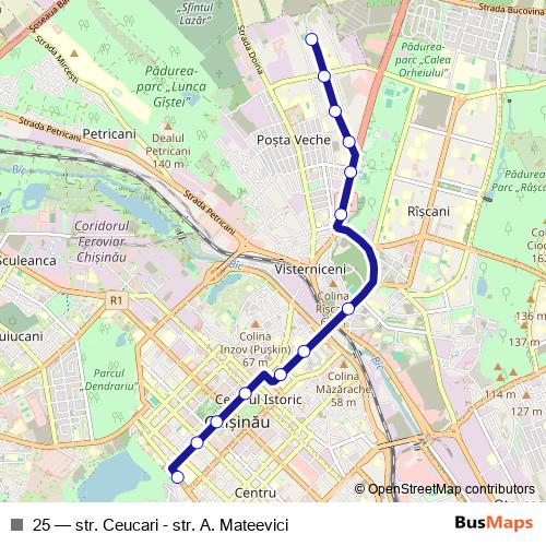 25 trolleybus Line Map