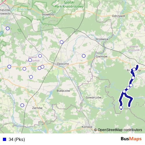 34 (Pks) bus Line Map