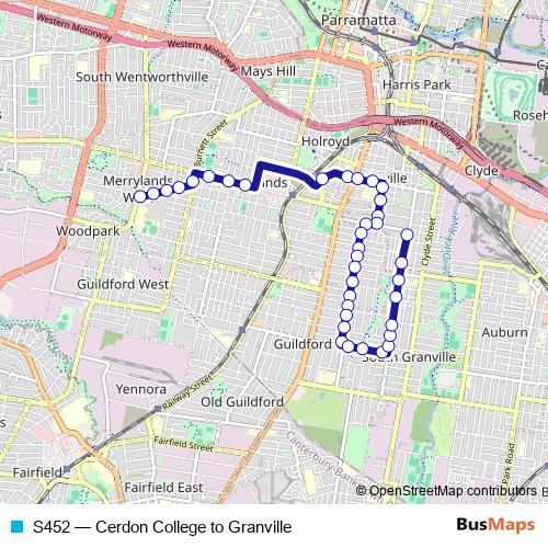 S452 bus Line Map