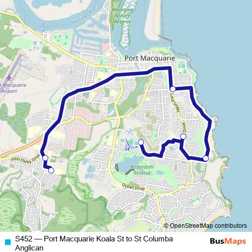 S452 bus Line Map