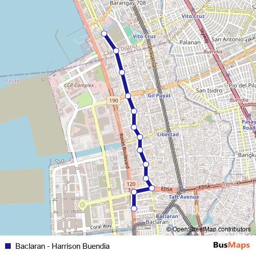 Baclaran - Harrison Buendia bus Line Map