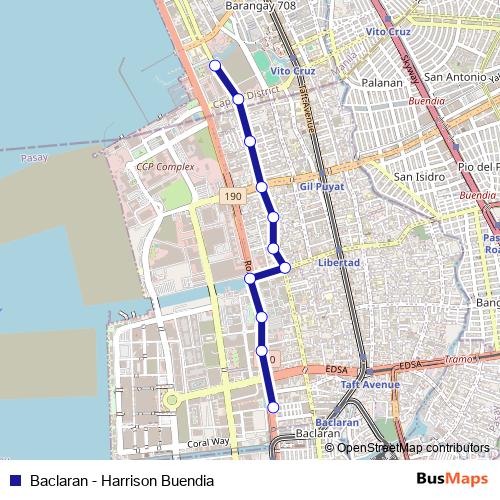 Baclaran - Harrison Buendia bus Line Map