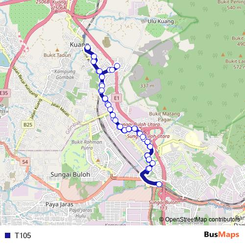 T105 bus Line Map