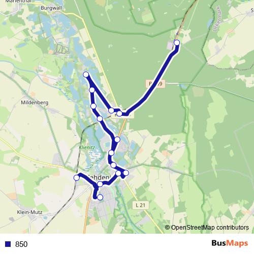 850 bus Line Map