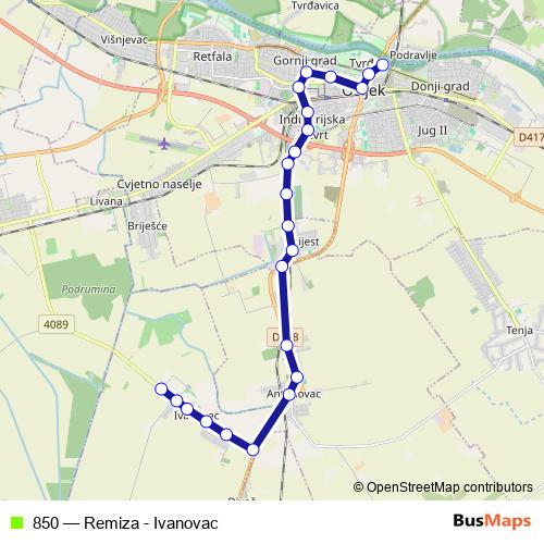 850 bus Line Map