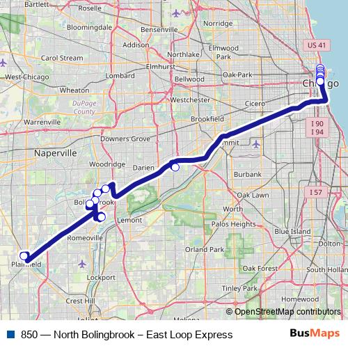 850 bus Line Map