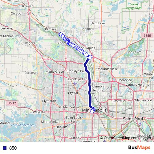 850 bus Line Map