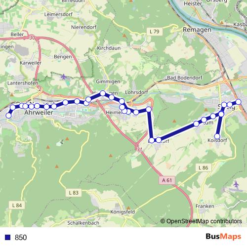 850 bus Line Map