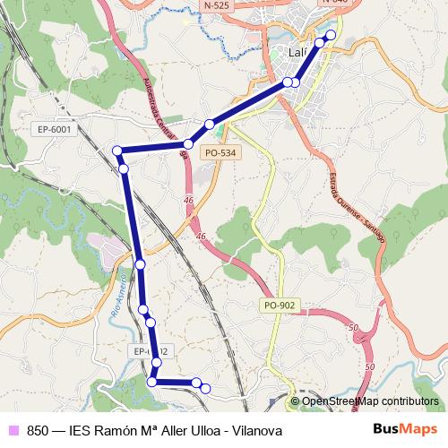 850 bus Line Map