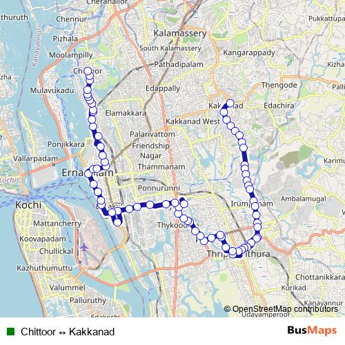 Chittoor ↔ Kakkanad bus Line Map