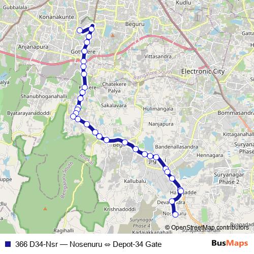 366 D34-Nsr bus Line Map