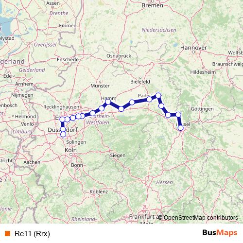 Re11 (Rrx) rail Line Map