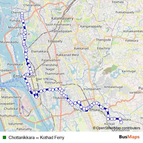 Chottanikkara ↔ Kothad Ferry bus Line Map