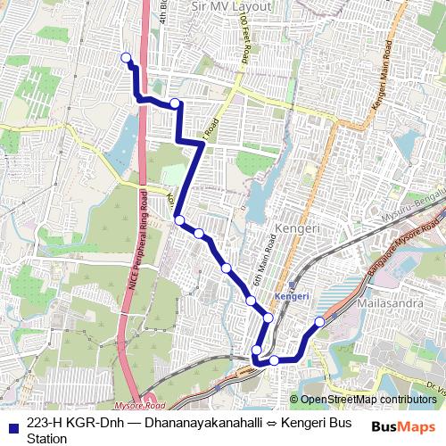 223-H KGR-Dnh bus Line Map