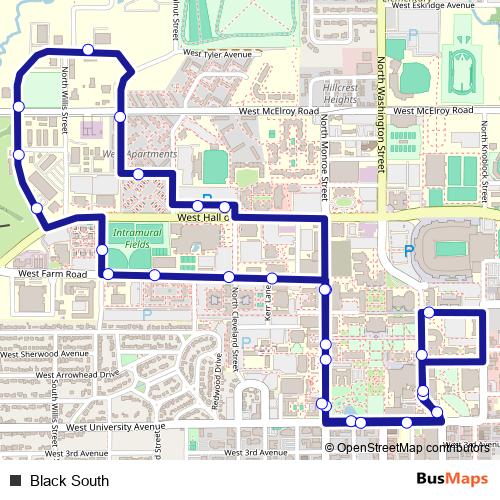 Black South bus Line Map
