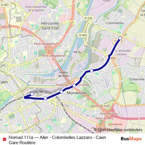 Nomad 111a bus Line Map