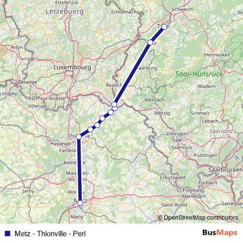 Metz - Thionville - Perl bus Line Map